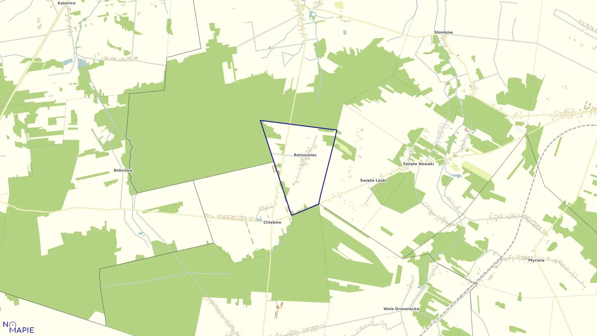 Mapa obrębu RETNIOWIEC w gminie Lipce Reymontowskie